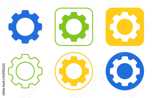 Set of colorful gear wheel icons. Vector illustration