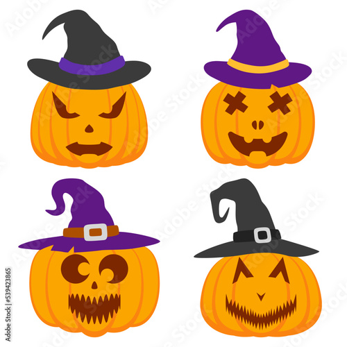 Set of Halloween Pumpkin isolated on white background