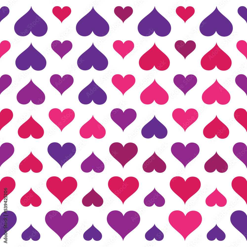 Seamless pink and purple hearts pattern background 
