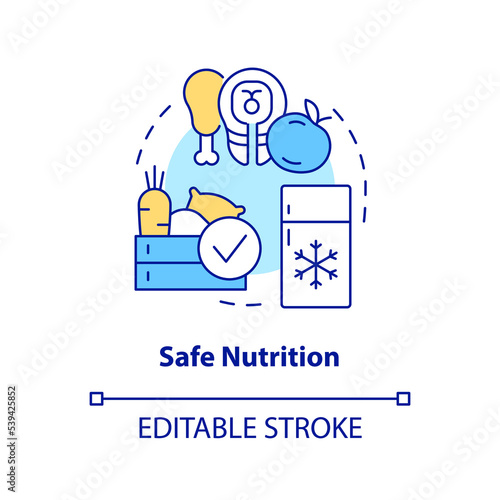 Safe nutrition concept icon. Action at home during nuclear accident abstract idea thin line illustration. Isolated outline drawing. Editable stroke. Arial, Myriad Pro-Bold fonts used