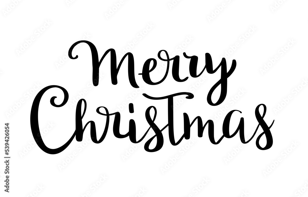 Merry Christmas calligraphy lettering, hand written vector illustration for Christmas and New Year greeting