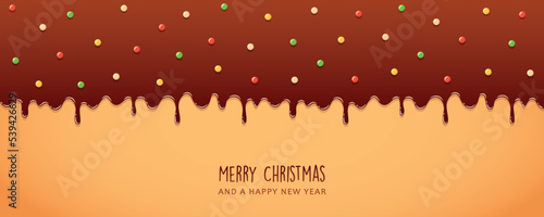 sweet tasty melting christmas chocolate icing background