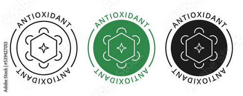 Antioxidant emblem set. Isolated vector icon.