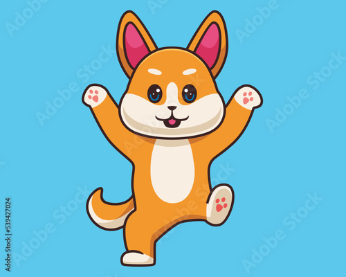 shiba inu standing cartoon illustration style
