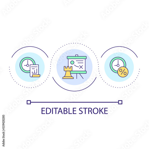 Hedging approach for business loop concept icon. Risk management strategy. Maturity matching abstract idea thin line illustration. Isolated outline drawing. Editable stroke. Arial font used