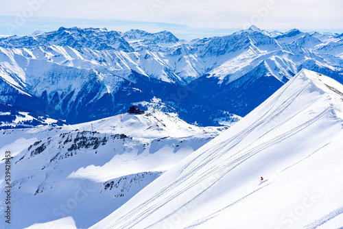 Photography ski resort in the mountains