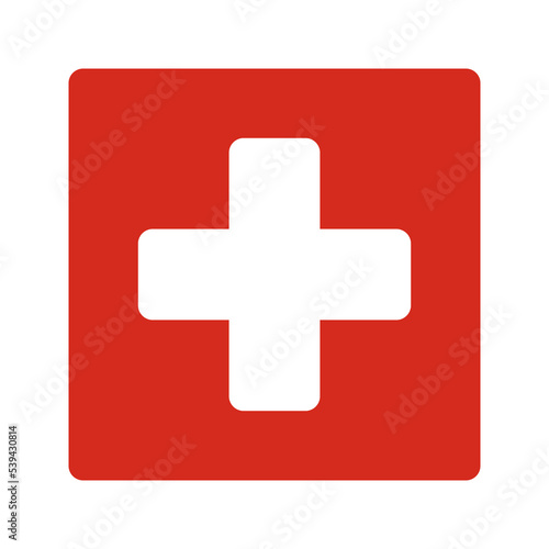 Squircle Corner Swiss Cross Red Square