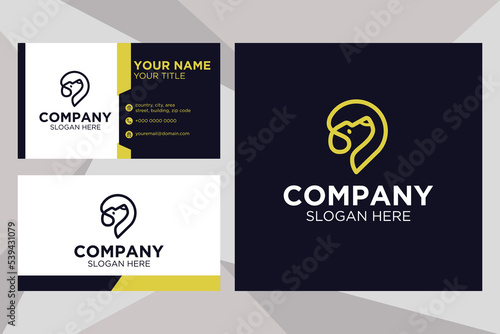 Abstract dog logo suitable for company with business card template