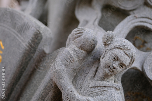 Chinese stone craving details in the temple