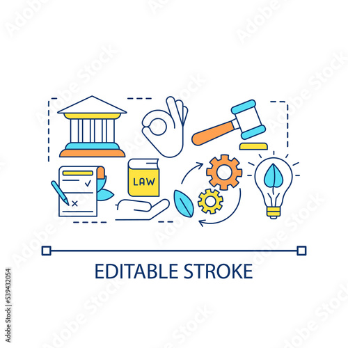 Local regulations concept icon. Alternative energy industry. Company activity legalization abstract idea thin line illustration. Isolated outline drawing. Editable stroke. Arial font used