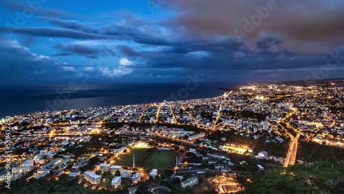Vue aérienne de la ville de Saint-Denis, La Réunion.