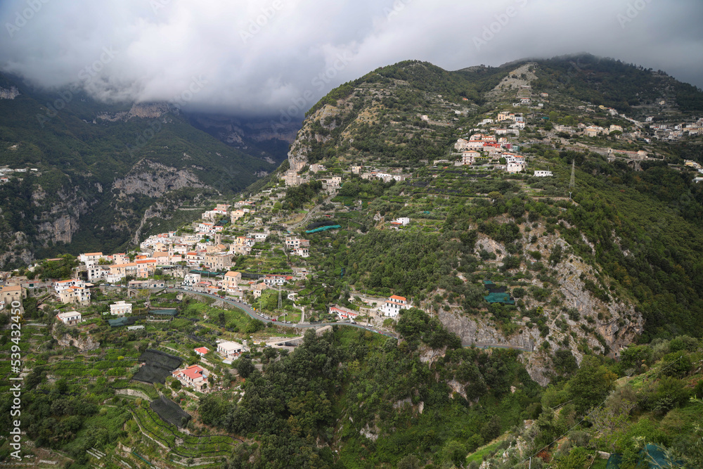 Panorama of the hills around Ravello on the Amalfi Coast, Italy