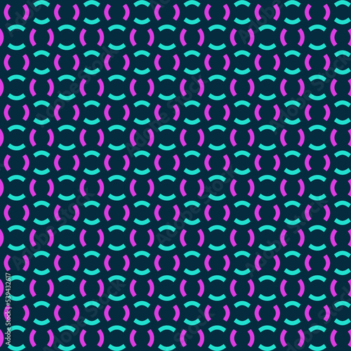Simple seamless geometric pattern of pink and blue rounded shapes