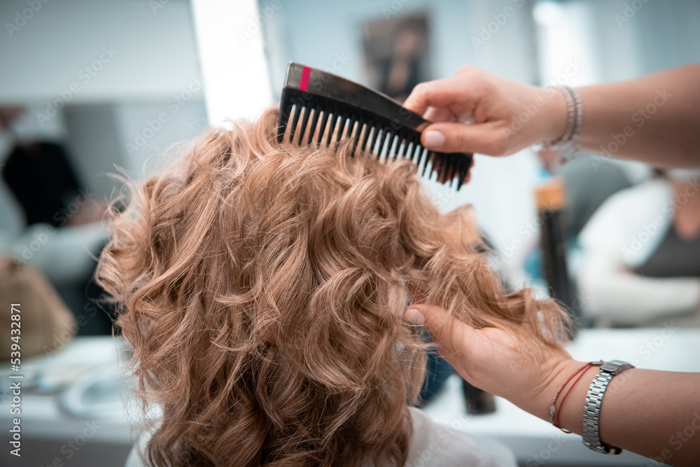 Fototapeta premium Pettinatura dal parrucchiere