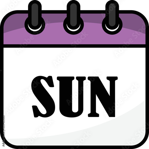 Sunday on white isolated background. Vector illustration