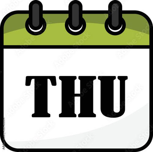 thursday on white isolated background. Vector illustration