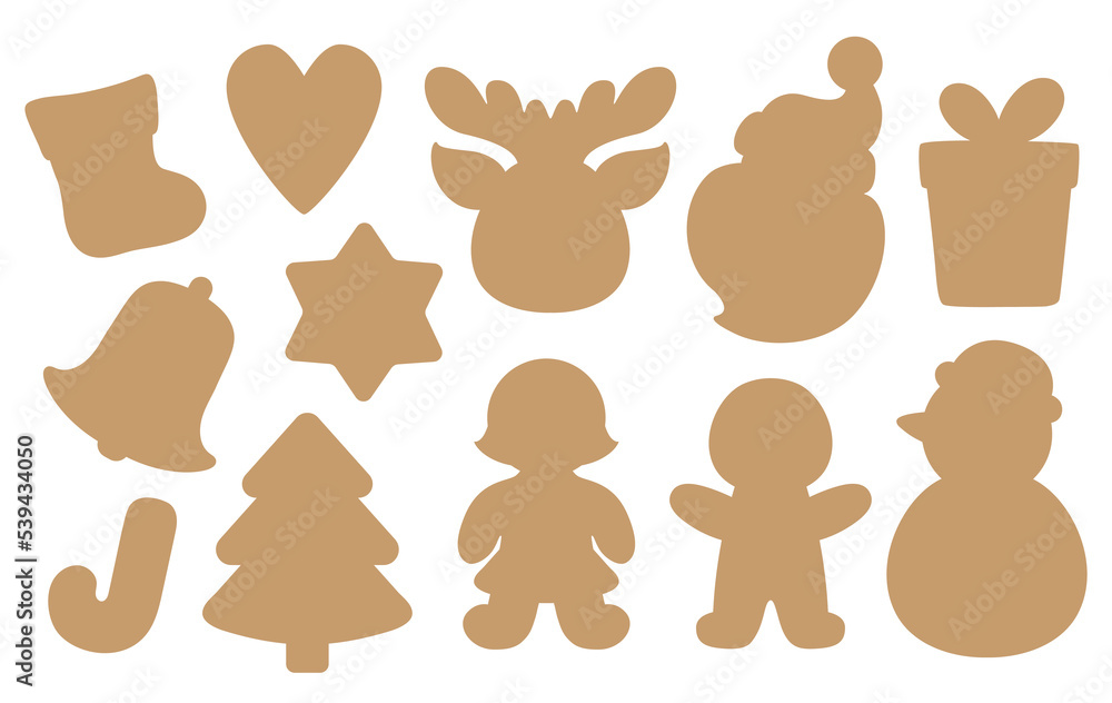 Die cut silhouette shapes for Christmas cookies or tags. Christmas