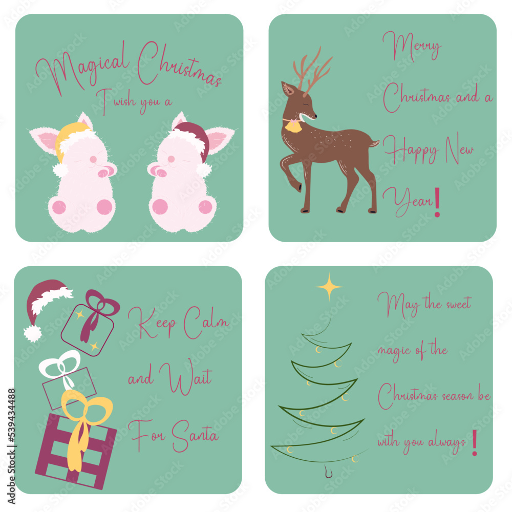 Set of Christmas elements for design, card for Christmas time, vector drawing. Set of Christmas elements for design, card for Christmas time, vector drawing.