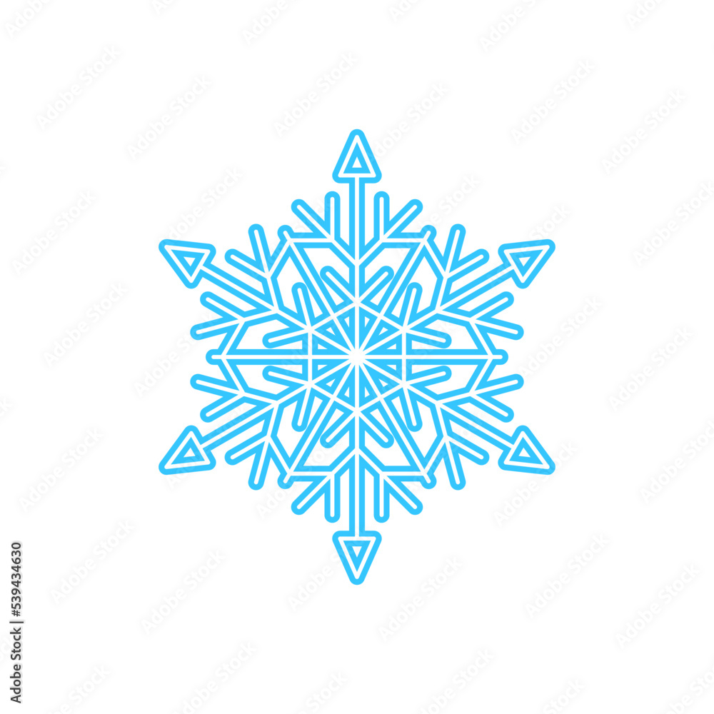 Simple snowflake made of blue lines. Festive decoration for New Year and Christmas, symbol of winter, element for design. Vector illustration Simple snowflake made of blue lines. Festive decoration for New Year and Christmas, symbol of winter, element for design. Vector illustration