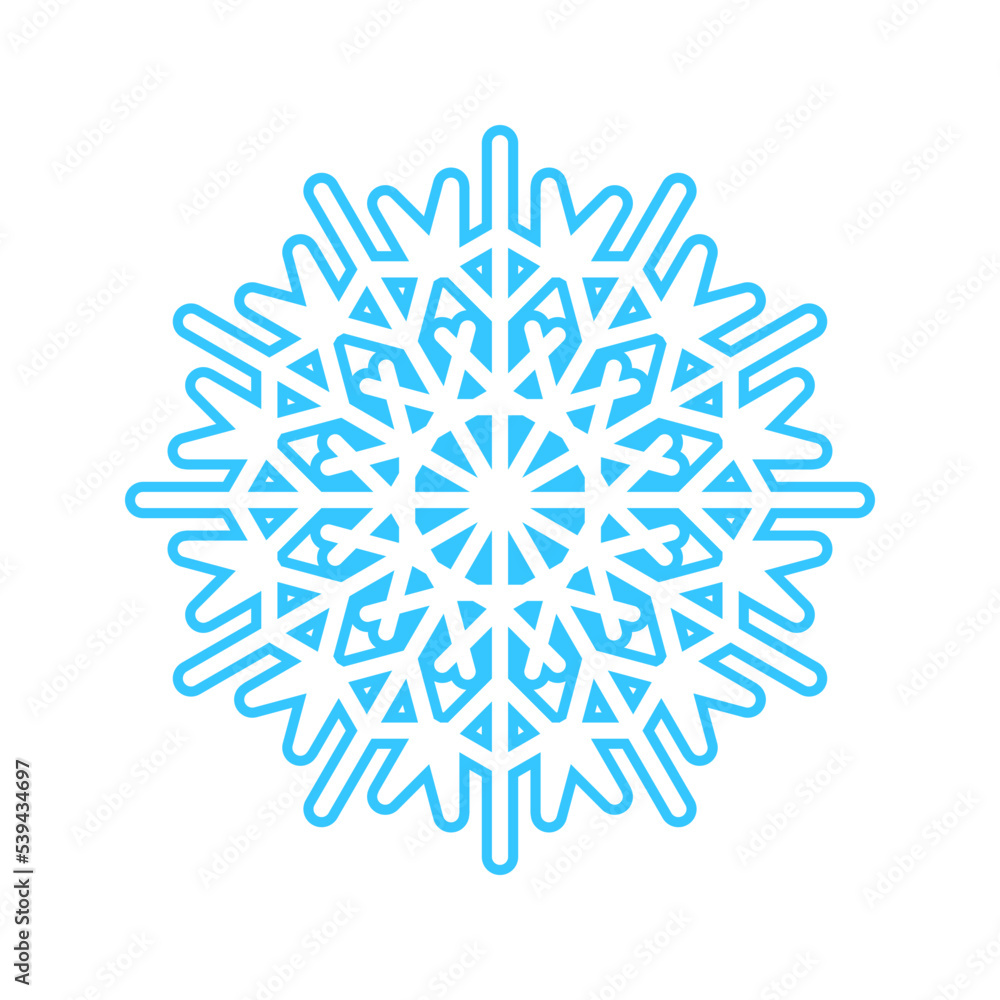 Simple snowflake made of blue lines. Festive decoration for New Year and Christmas, symbol of winter, element for design. Vector illustration Simple snowflake made of blue lines. Festive decoration for New Year and Christmas, symbol of winter, element for design. Vector illustration