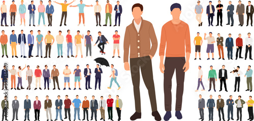 set of men, guys, businessmen isolated vector