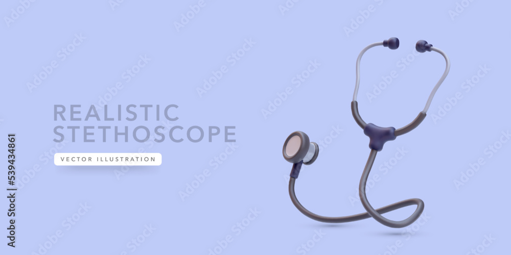 3d realistic medical stethoscope with shadow isolated on blue background. Vector illustration 3d realistic medical stethoscope with shadow isolated on blue background. Vector illustration