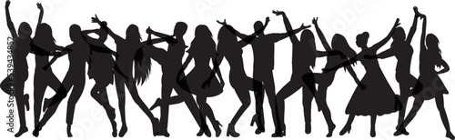 crowd of people who rejoice silhouette design isolated vector