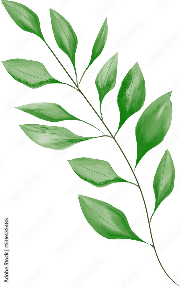 Watercolor Green Leaf For Wedding Decoration