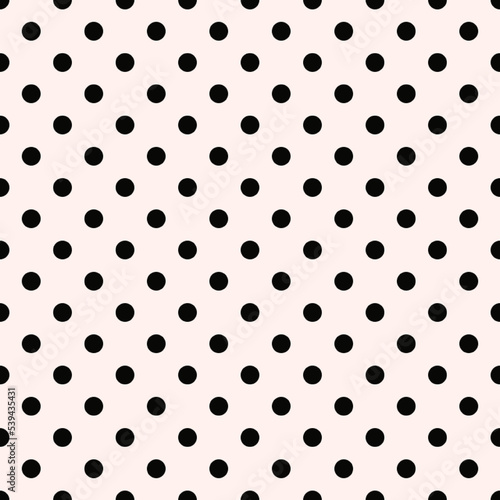 Seamless wallpaper tile black polka dots on pink background vector image.