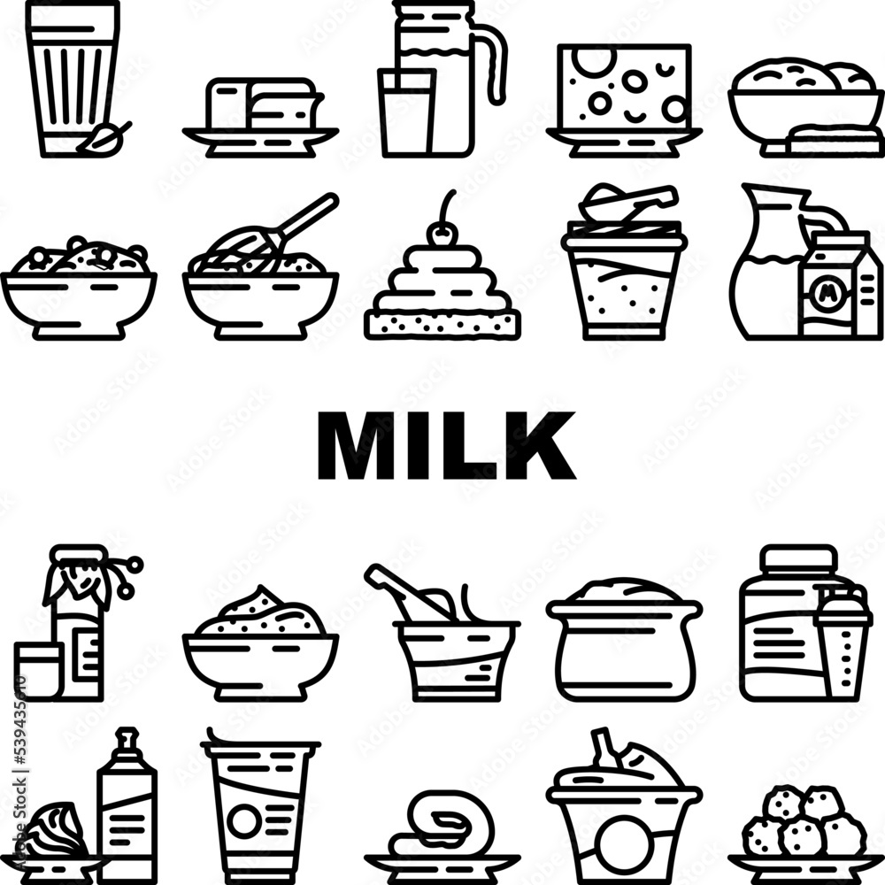 milk product dairy food yogurt icons set vector. drink healthy, white cream, organic cheese, bottle fresh, nutrition farm, glass, cow milk product dairy food yogurt black contour illustrations milk product dairy food yogurt icons set vector. drink healthy, white cream, organic cheese, bottle fresh, nutrition farm, glass, cow milk product dairy food yogurt black contour illustrations