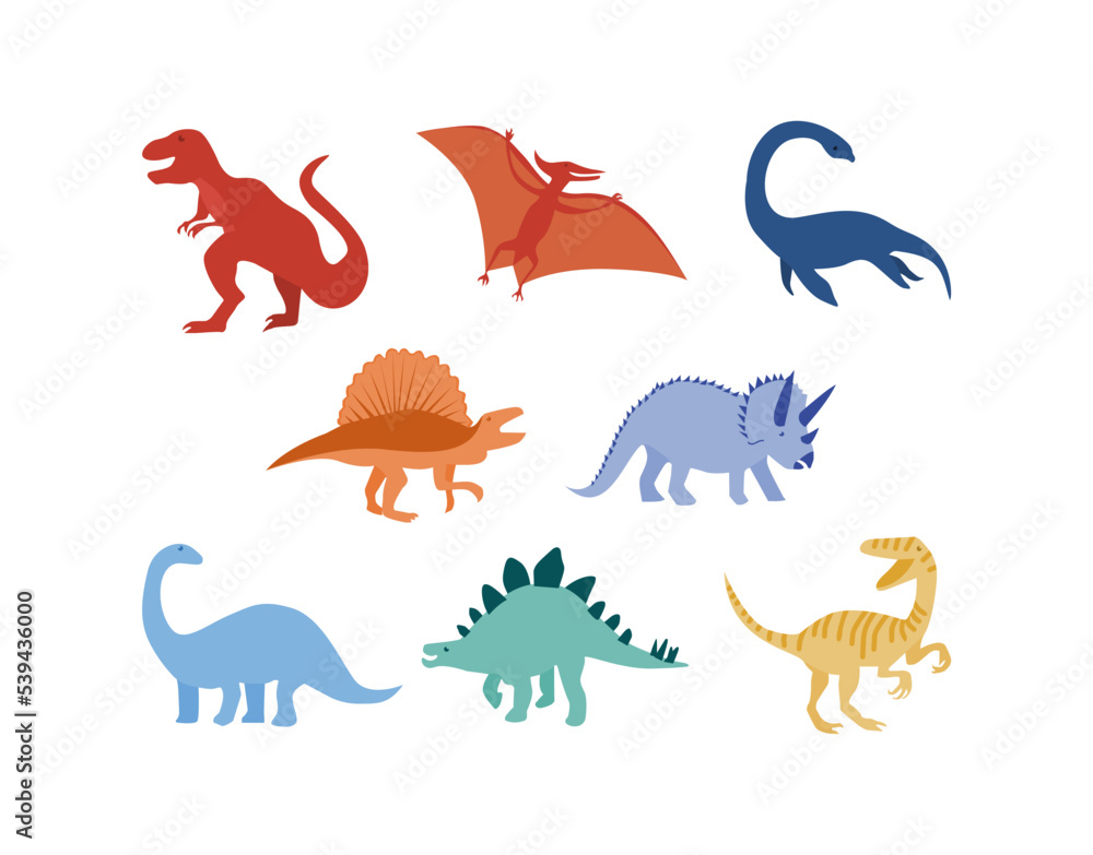 hand drawn cartoon dinosaurs set stock vector in various color collection hand drawn cartoon dinosaurs set stock vector in various color collection