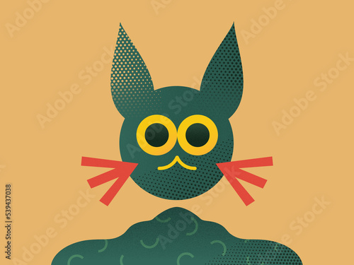 Vector illustration of a exorbited cat