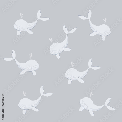 Pattern whales on a gray background