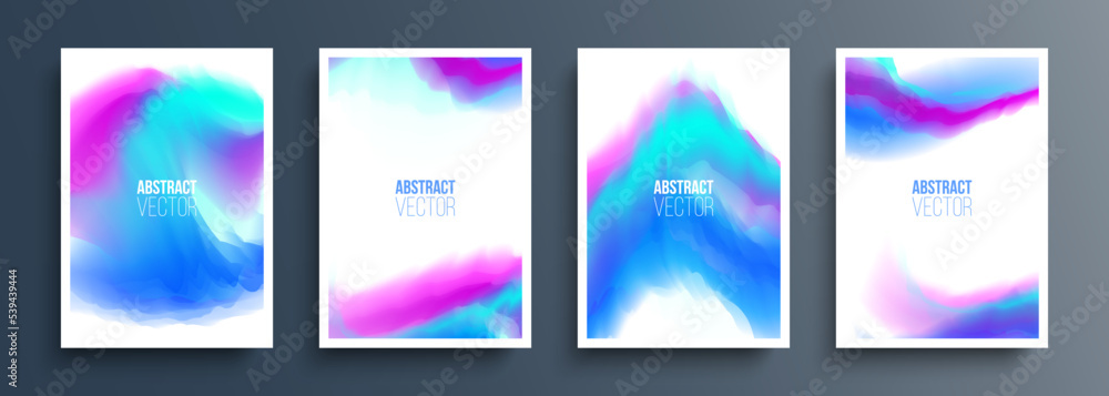 Set of abstract backgrounds with vibrant blue and pink gradients for your creative graphic design. Vector illustration.