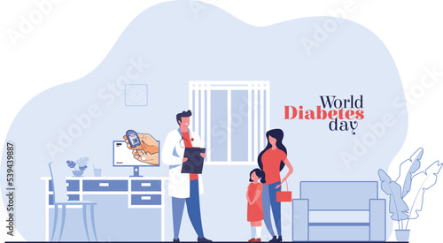World diabetic day awareness doctor flat vector illustration