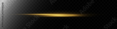 Golden line with light effects. Isolated on a transparent background. Vector illustration, eps 10.	