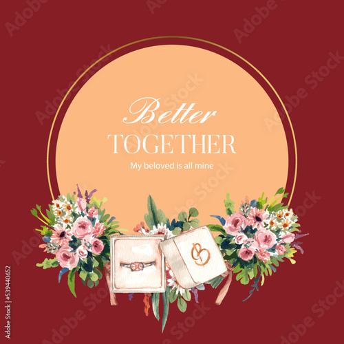 Wreath template with Indian wedding concept,watercolor style