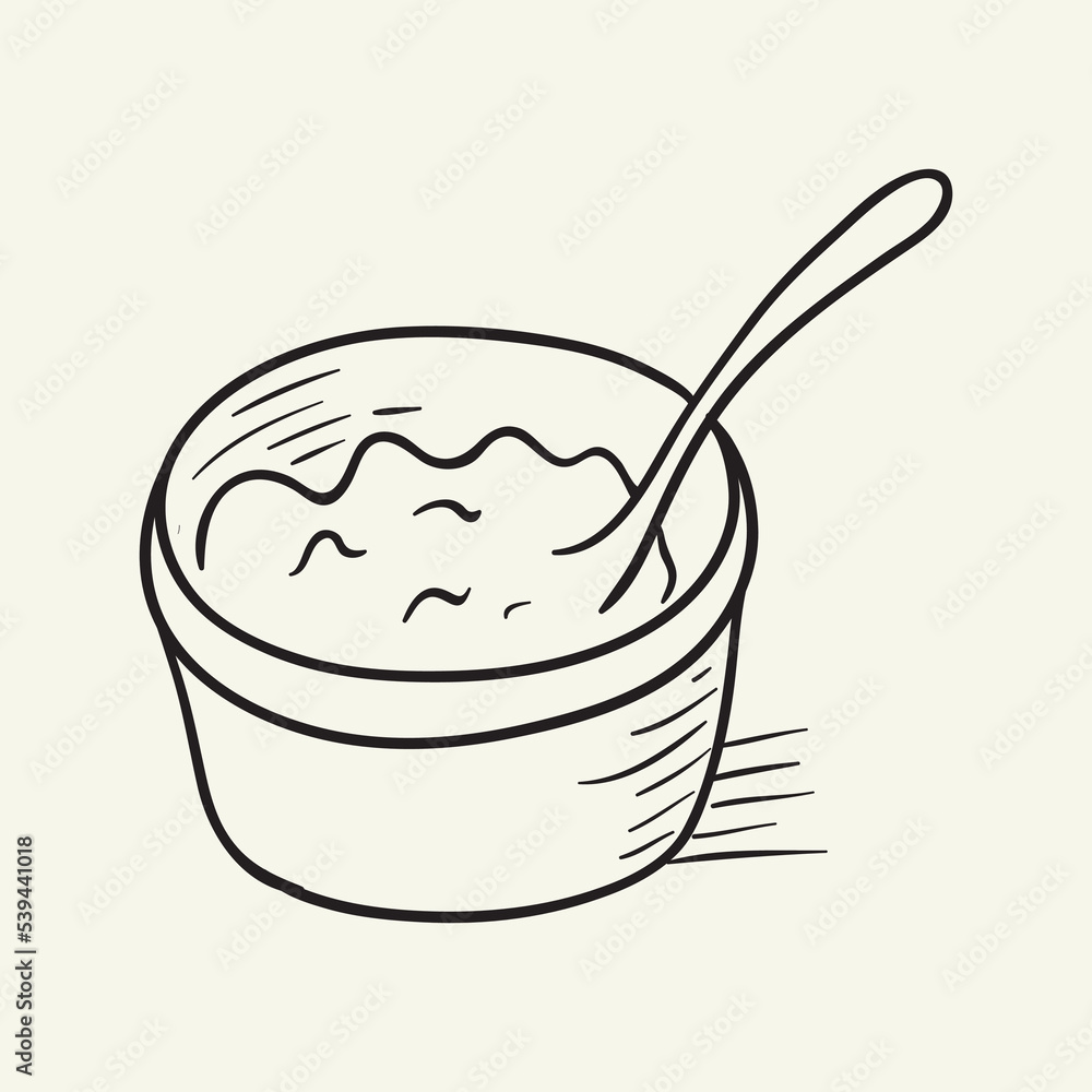 A plate of porridge. Hand drawn vector illustration A plate of porridge. Hand drawn vector illustration