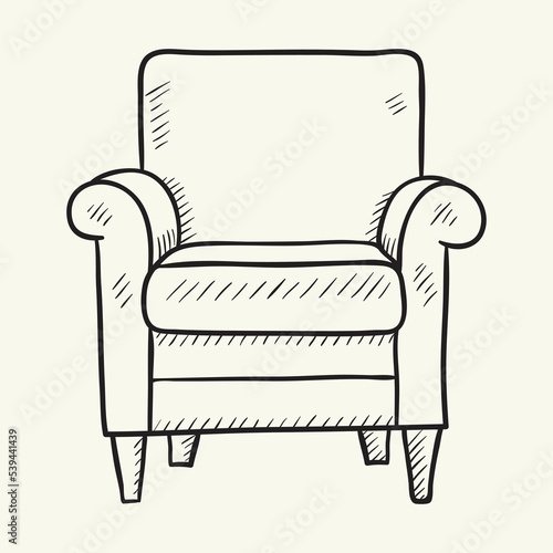 Armchair. Hand drawn vector illustration