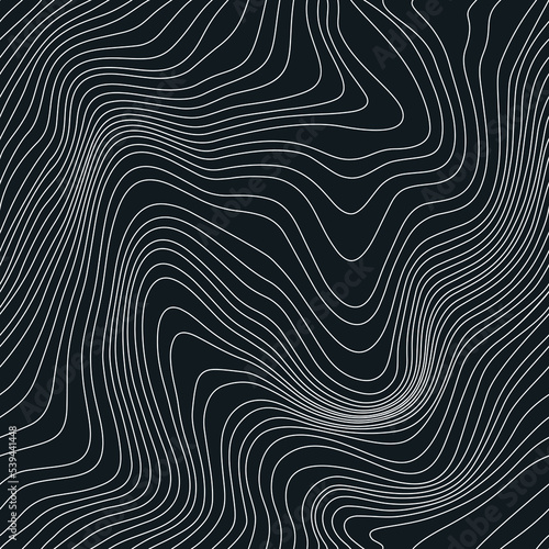 Black Abstract Seamless Weather Map. Topographic Map Lines, Contour Background. Geographic Pattern Meteorological Linear Pattern. Vector Temperature Card