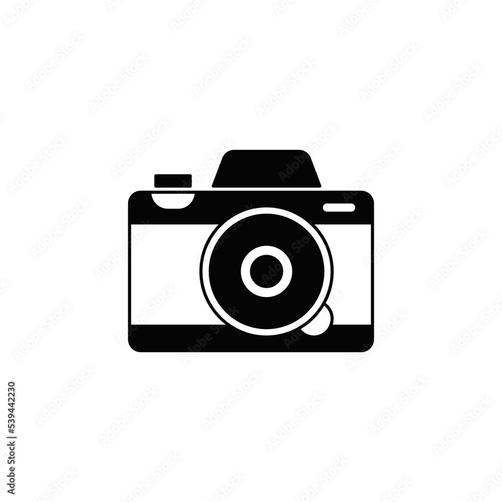Mirrorless icon in black flat glyph, filled style isolated on white background