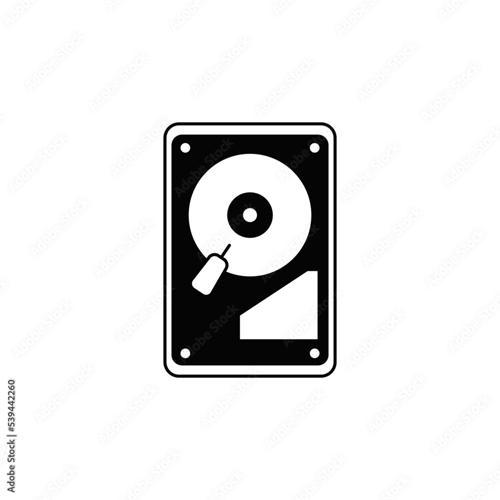 HDD drive computer storage icon in black flat glyph, filled style isolated on white background HDD drive computer storage icon in black flat glyph, filled style isolated on white background