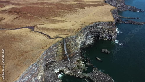 Aerial view of Krysuvikurberg cliffs along the coast in Iceland. photo