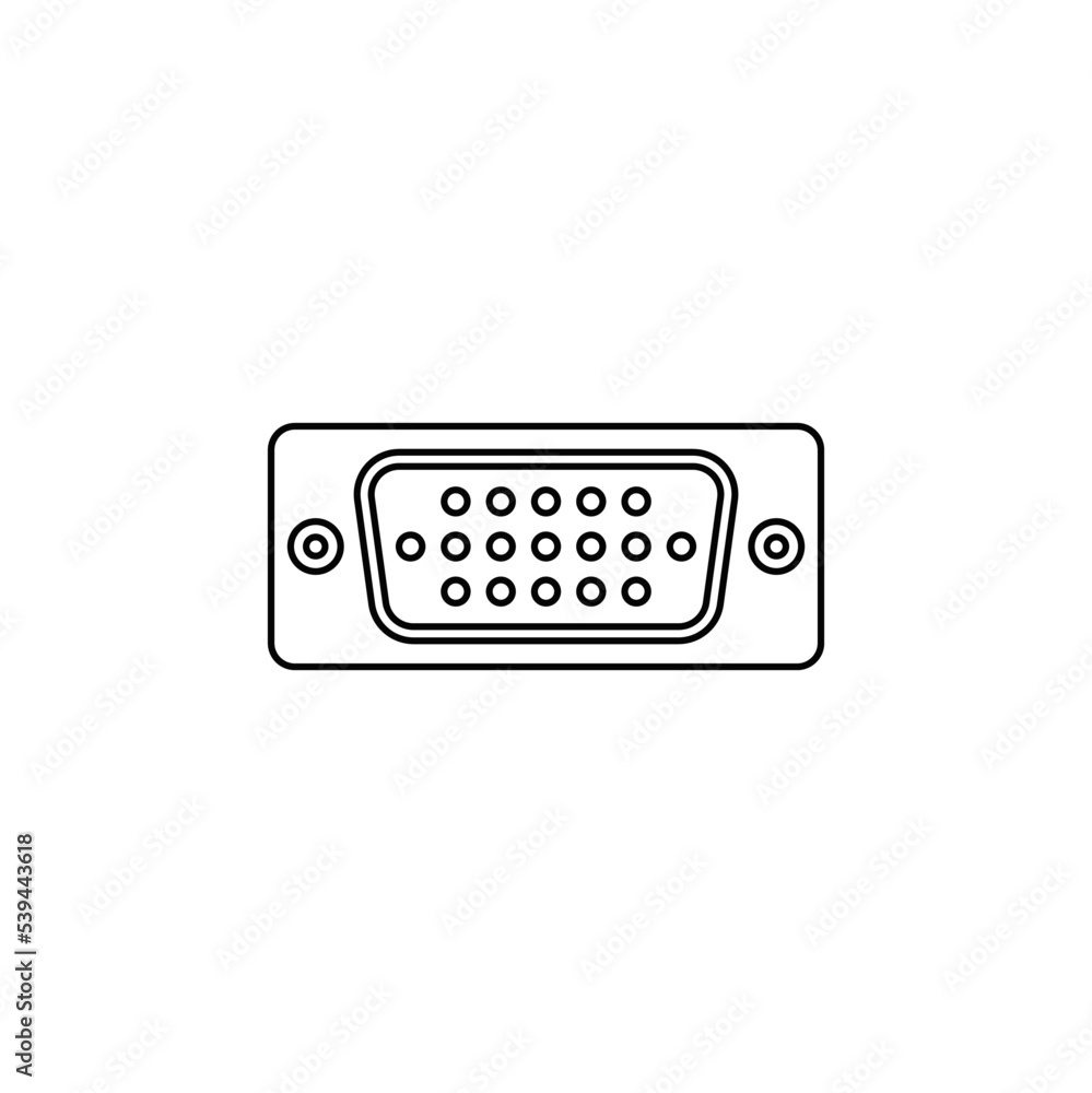 VGA port icon in line style icon, isolated on white background VGA port icon in line style icon, isolated on white background