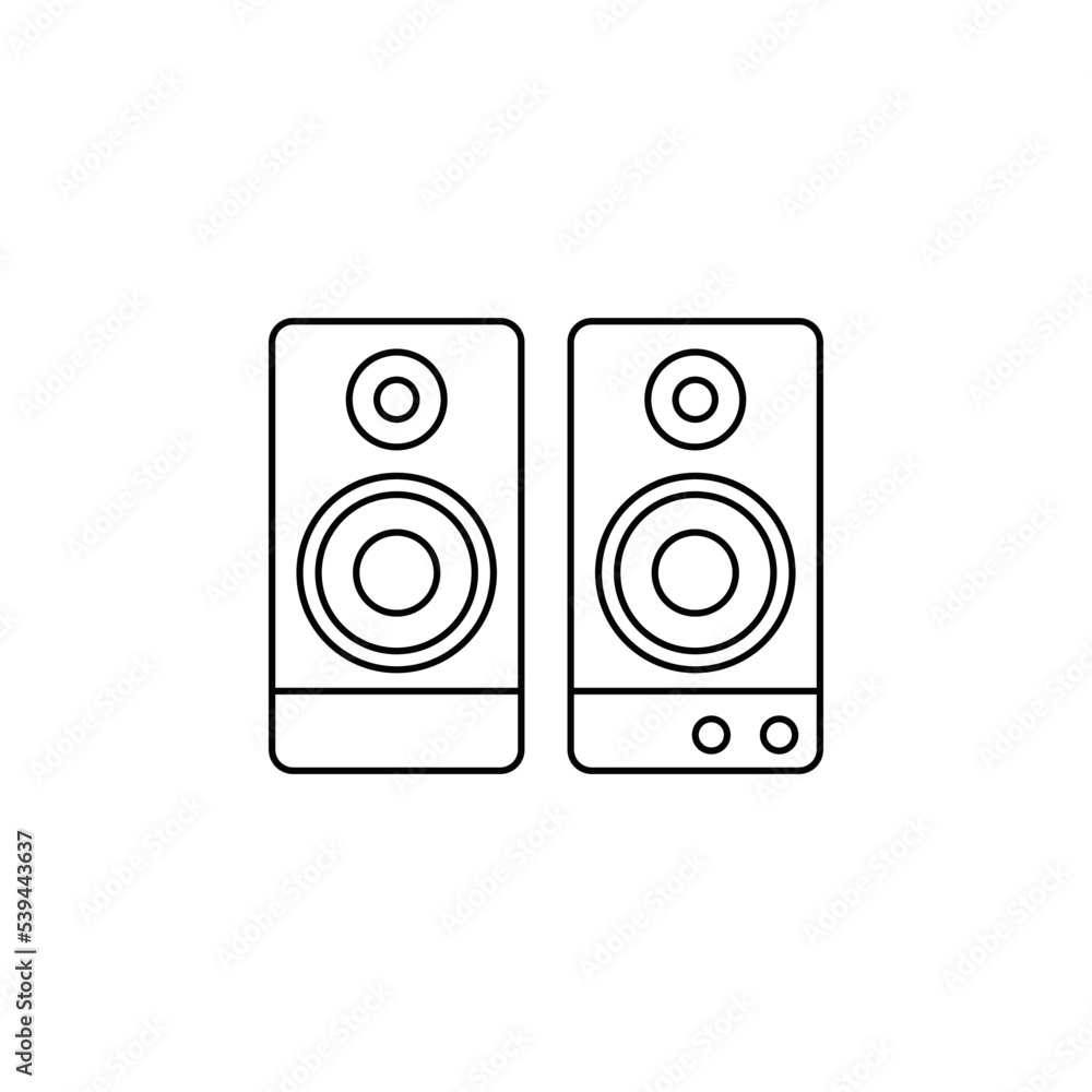 Stereo speaker icon in line style icon, isolated on white background Stereo speaker icon in line style icon, isolated on white background