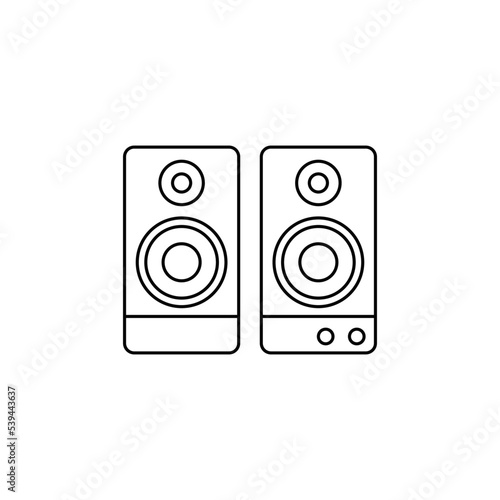 Stereo speaker icon in line style icon, isolated on white background