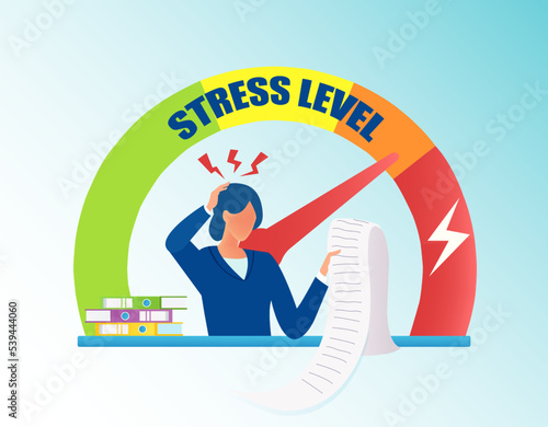 Vector of a stressed woman in the office.