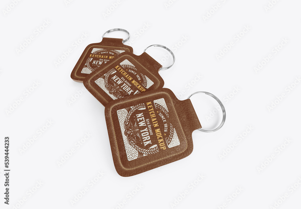 Square Leather Keychain Mockup Stock Template | Adobe Stock