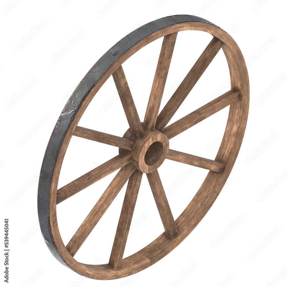 3d rendering illustration of a cart wheel