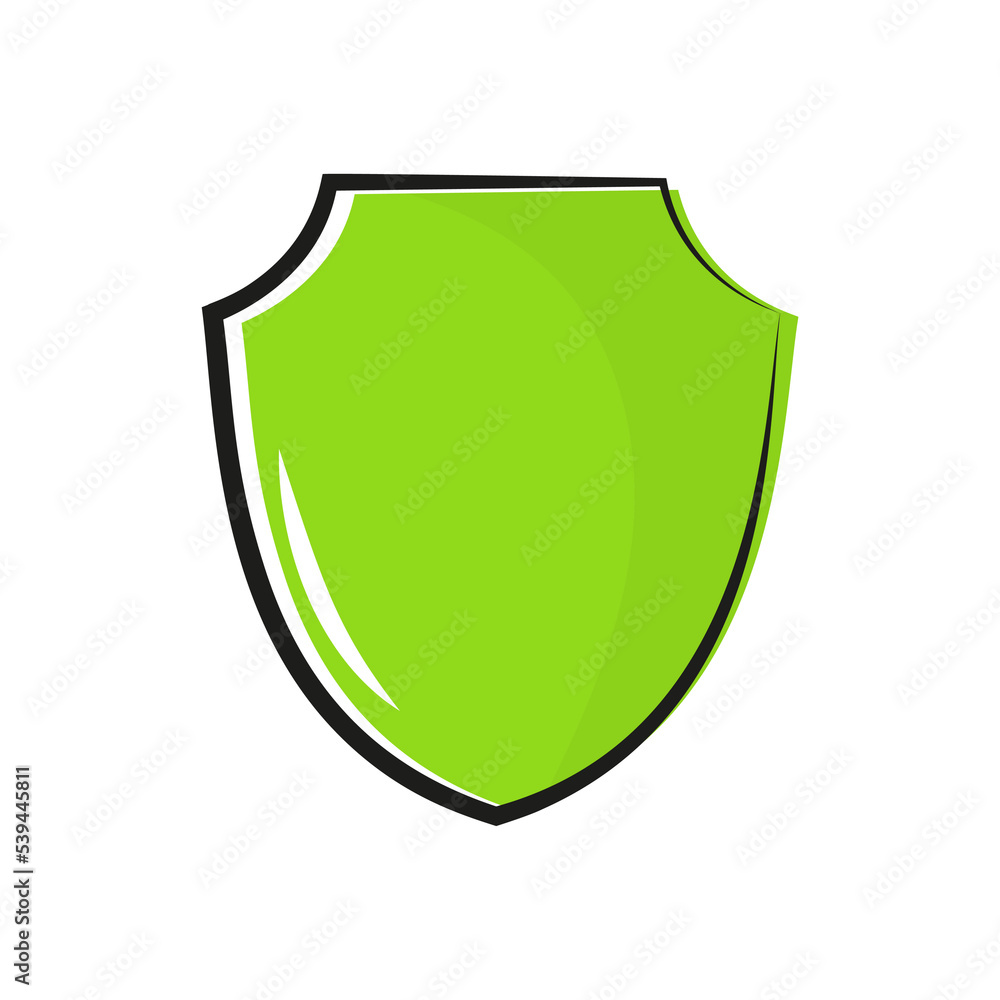 Vector icon of the shield. Symbol of protection. Illustration in the cartoon style. Vector icon of the shield. Symbol of protection. Illustration in the cartoon style.